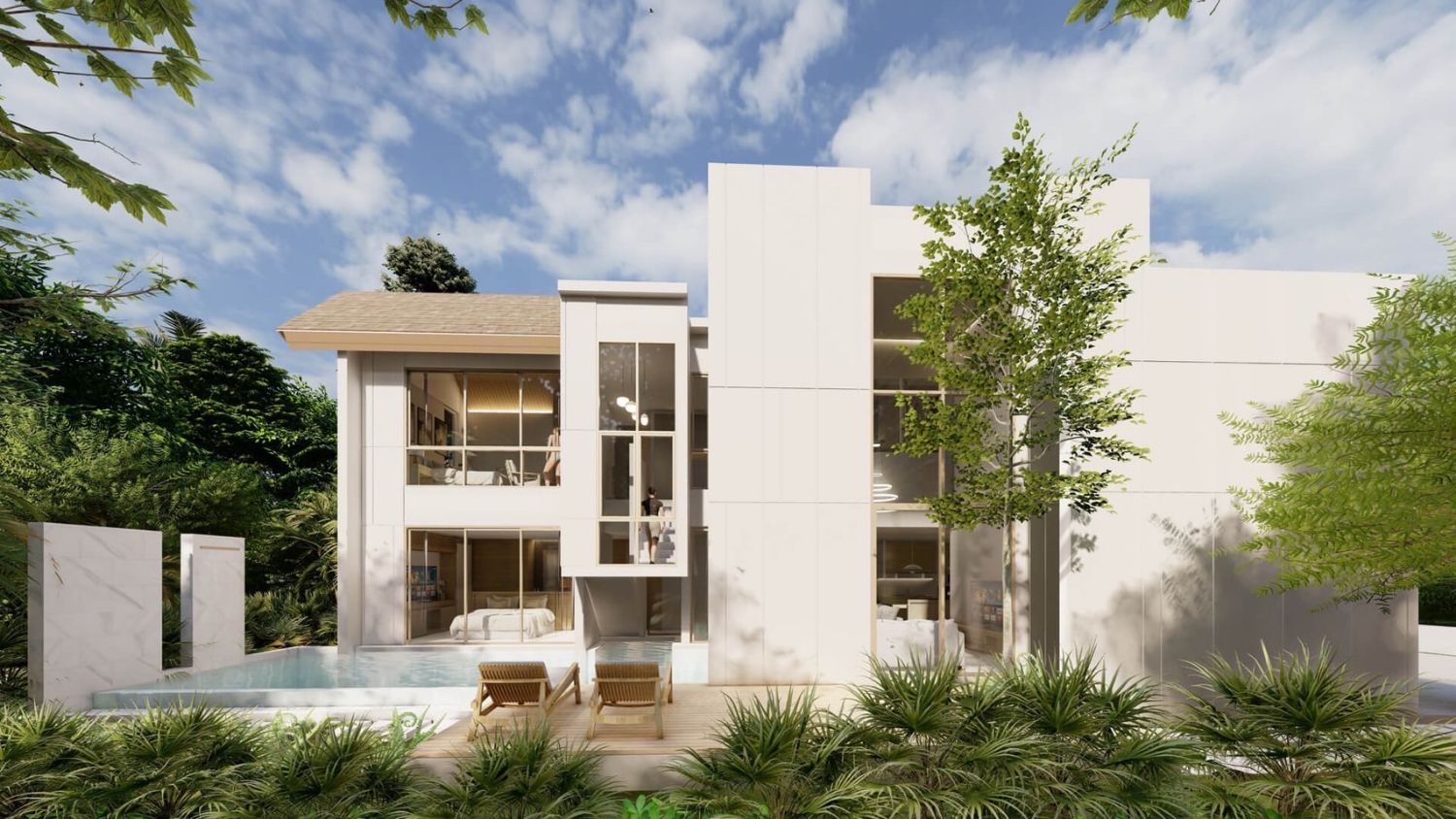 Distinctive Contemporary Pool Villas Blends Modern Minimalist Style For Sales